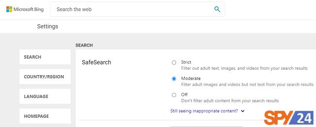 جستجوی ایمن بینگ (Bing Safe Search)