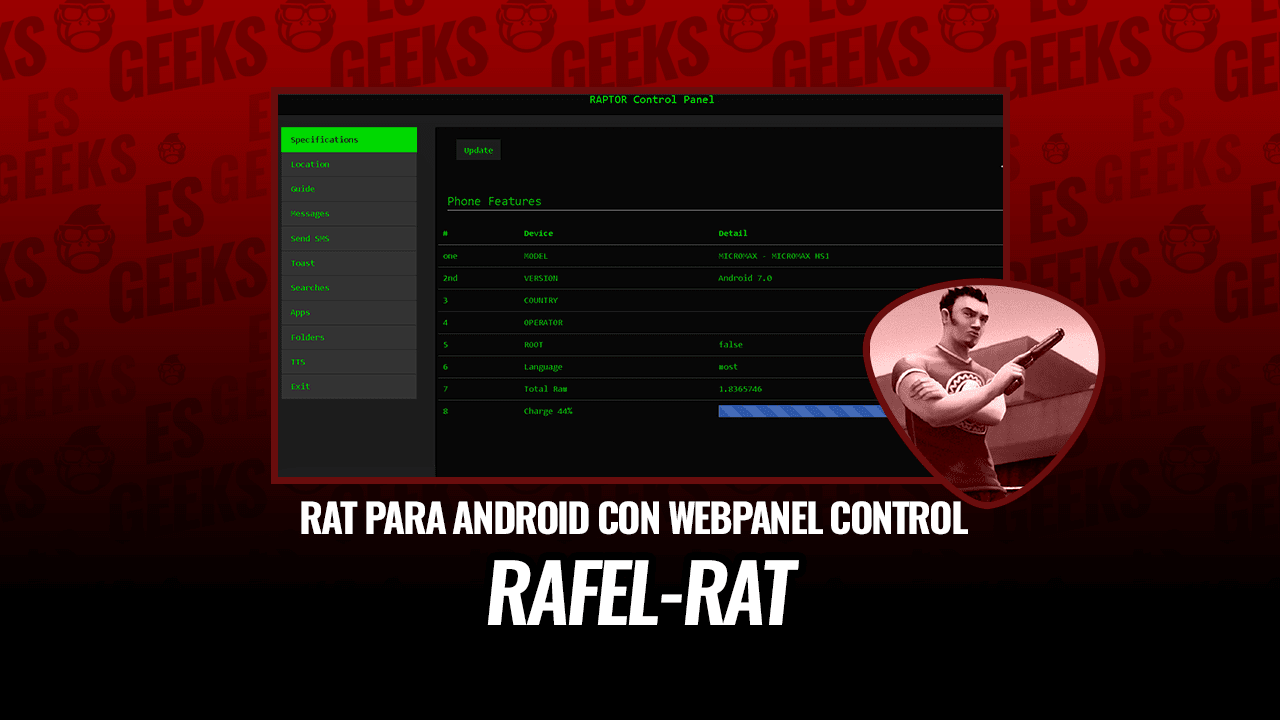 ابزار جدید رات (Rafel Rat) برای نفوذ به گوشی های اندروید با پنل وب برای کنترل قربانیان
