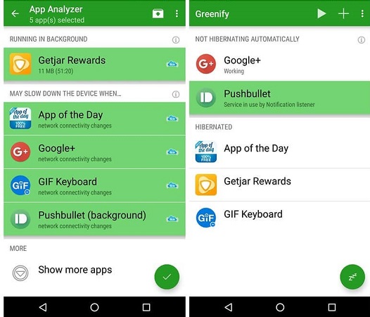 محیط اپلیکیشن Greenify جهت کاهش مصرف باتری اندروید